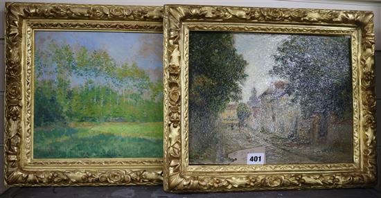 Victor Lecomte (1856-1920), two oils on board, 24 x 32cm & 24 x 31cm